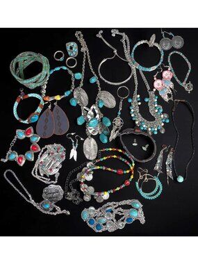 Wearable Costume Jewelry Assorted Boho Southwest Necklaces Bracelets Earrings +